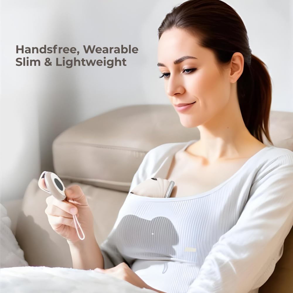 Wearable Breast Pump S21 Remote Controlled - Smart Display, Leak-Proof Design, Hands-Free Double Portable Electric with 3 Modes &12 Levels (Beige - RC 1PACK)