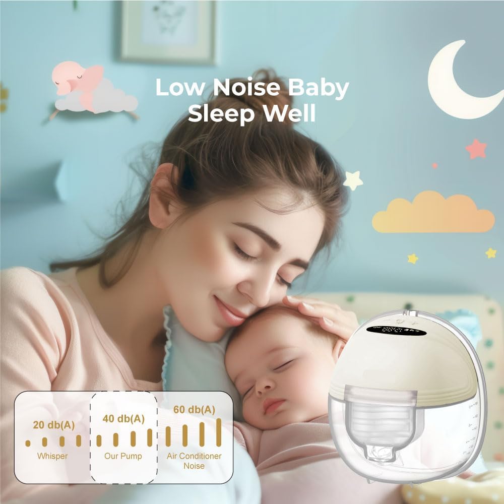 Wearable Breast Pump S21 Remote Controlled - Smart Display, Leak-Proof Design, Hands-Free Double Portable Electric with 3 Modes &12 Levels (Beige - RC 1PACK)
