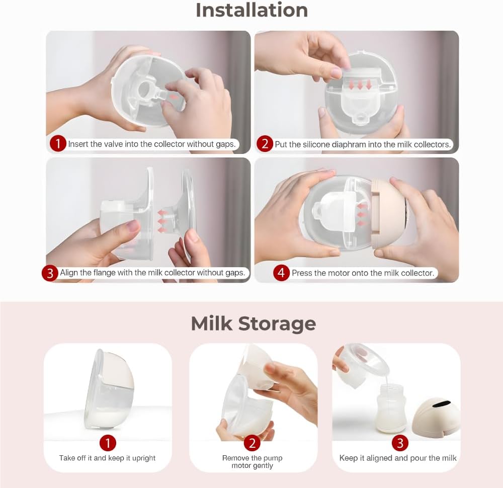 Wearable Breast Pump S21 - Smart Display, Leak-Proof Design, Hands-Free Double Portable Electric with 3 Modes &12 Levels (Beige-2pack)