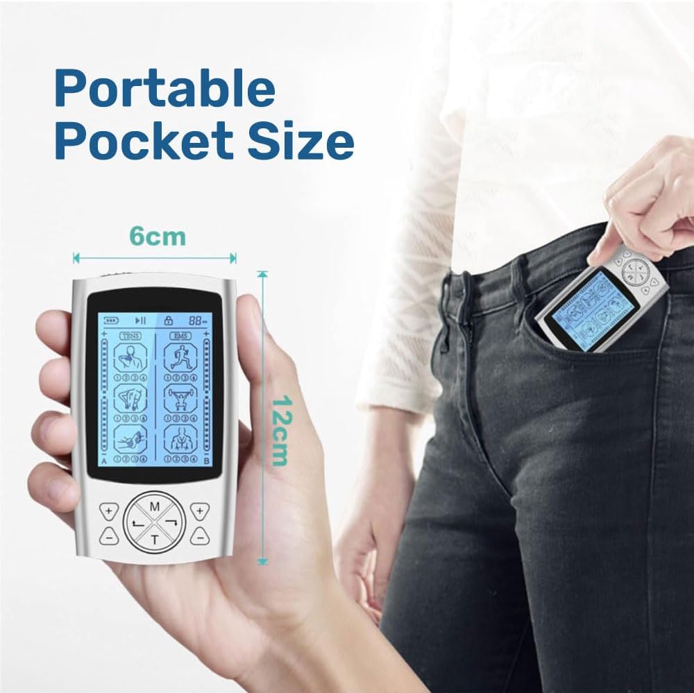 DrBash TENS & EMS unit Machine with Dual Channel 24 Modes Muscle Stimulator for Pain Relief Therapy