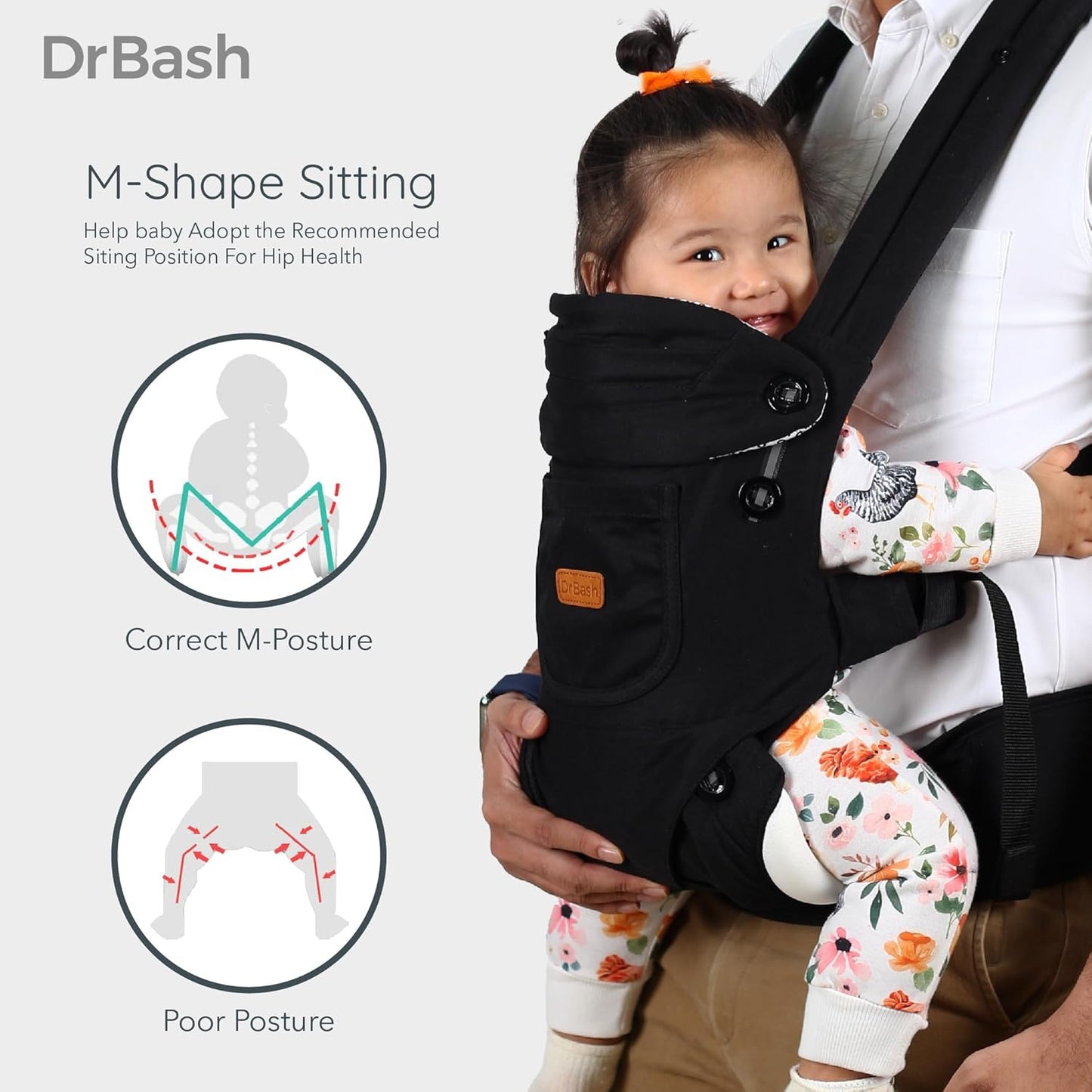 Baby Carrier Newborn to Toddler - Ergonomic, Cozy and Lightweight Infant Carrier, Effortless & Ideal for Hands-Free Parenting, Enhanced Lumbar Support (Black)