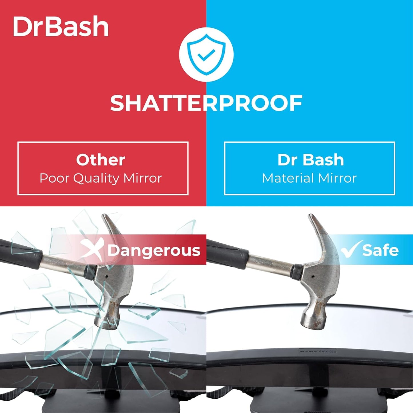 DrBash Baby Car Mirror for Back Seat - 100% Shatterproof, 360° Baby Rotation, New Born Baby Essentials, Rear Facing, Universal & Shake-Proof