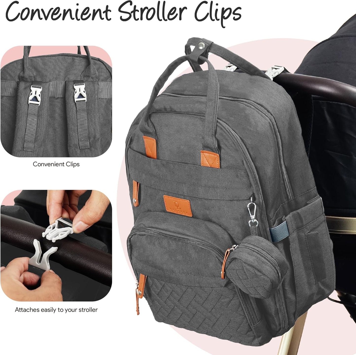 Diaper Bag Backpack –Large Multifunction Travel Baby Bag- ChangingPad,StrollerStraps for Moms & Dads –Newborn Essentials
