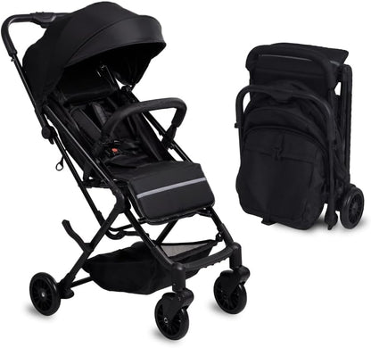 DrBash Compact Fold Baby Stroller, Lightweight Travel Toddler Stroller with One-Hand Fold, UPF50+ Extendable Canopy, Reclining Seat, Cup Holder, Easy Carry Design