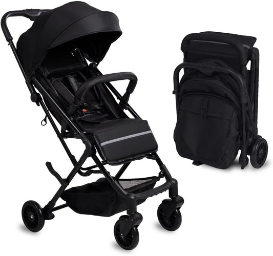 DrBash Compact Fold Baby Stroller, Lightweight Travel Toddler Stroller with One-Hand Fold, UPF50+ Extendable Canopy, Reclining Seat, Cup Holder, Easy Carry Design