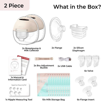 Wearable Breast Pump S21 - Smart Display, Leak-Proof Design, Hands-Free Double Portable Electric with 3 Modes &12 Levels (Beige-2pack)