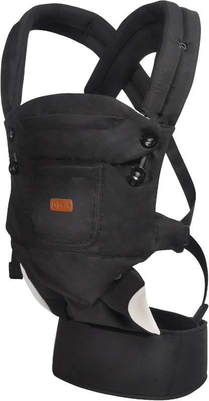 Baby Carrier Newborn to Toddler - Ergonomic, Cozy and Lightweight Infant Carrier, Effortless & Ideal for Hands-Free Parenting, Enhanced Lumbar Support (Black)