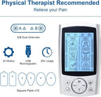 DrBash TENS & EMS unit Machine with Dual Channel 24 Modes Muscle Stimulator for Pain Relief Therapy