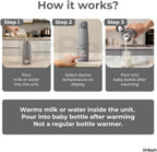 DrBash Portable Milk Warmer- Dual Heating Modes Milk & Water, Portable Bottle Warmer with Fast Heating,Leak-proof,Adjustable Temperature Display,Auto shutoff,Ideal for Travel & Night Feeding