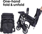 DrBash Compact Fold Baby Stroller, Lightweight Travel Toddler Stroller with One-Hand Fold, UPF50+ Extendable Canopy, Reclining Seat, Cup Holder, Easy Carry Design