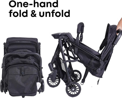 DrBash Compact Fold Baby Stroller, Lightweight Travel Toddler Stroller with One-Hand Fold, UPF50+ Extendable Canopy, Reclining Seat, Cup Holder, Easy Carry Design