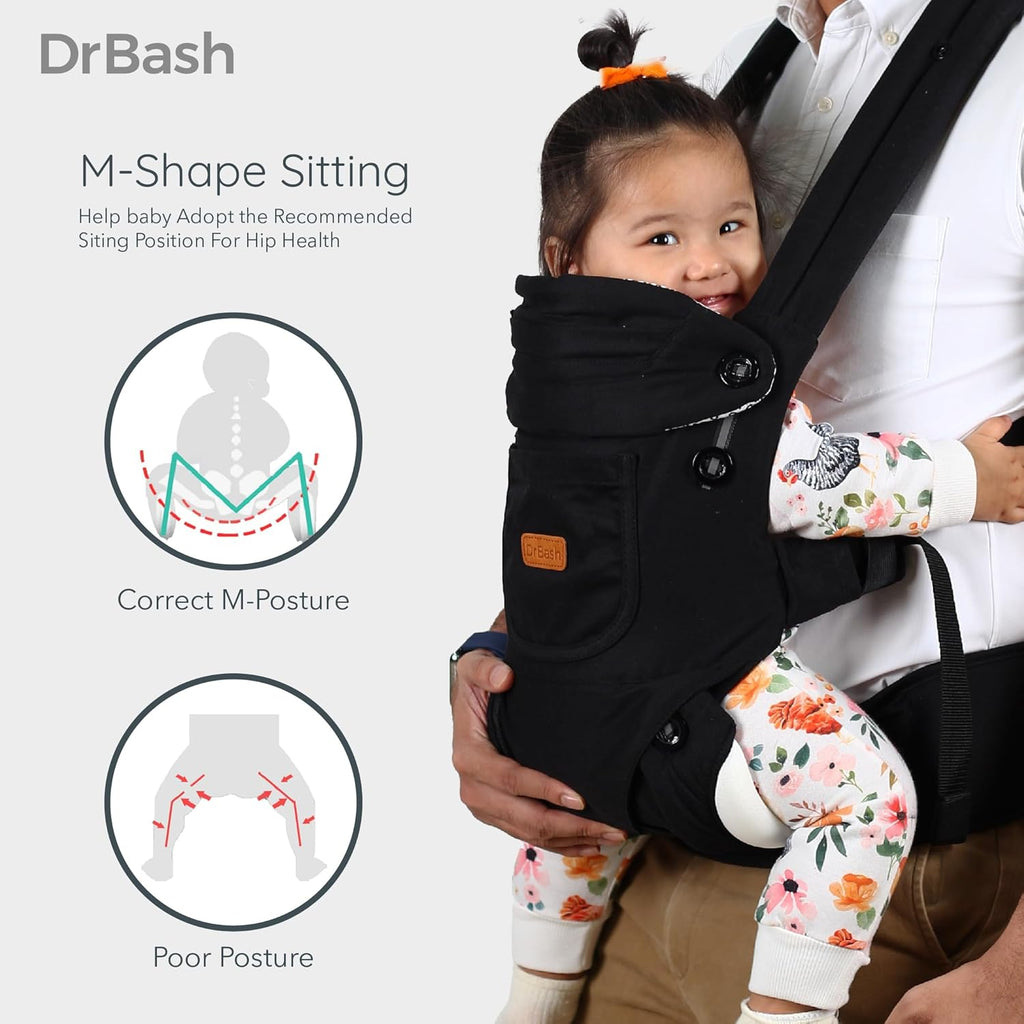 Baby Carrier Newborn to Toddler - Ergonomic, Cozy and Lightweight Infant Carrier, Effortless & Ideal for Hands-Free Parenting, Enhanced Lumbar Support (Black)