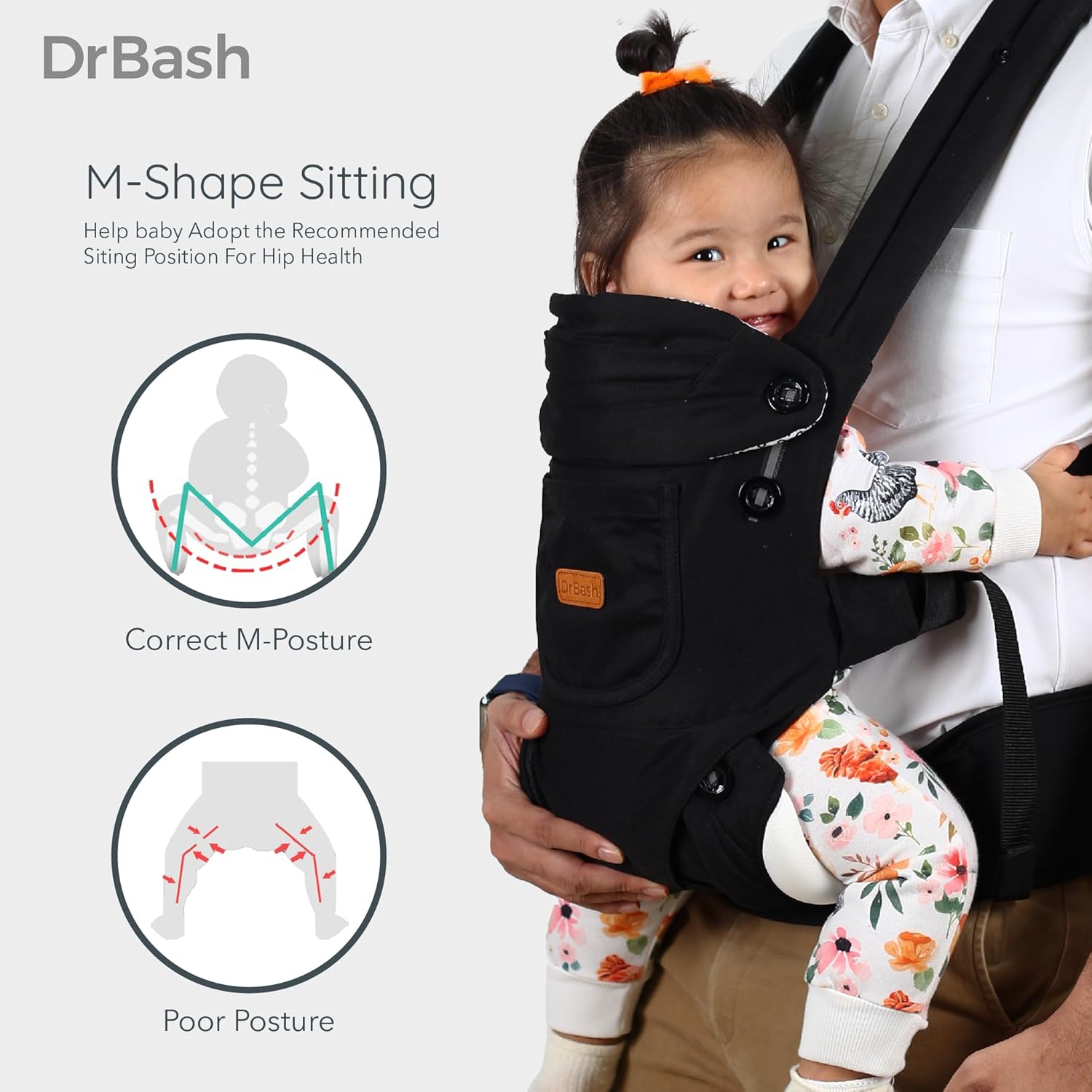 Baby Carrier Newborn to Toddler - Ergonomic, Cozy and Lightweight Infant Carrier, Effortless & Ideal for Hands-Free Parenting, Enhanced Lumbar Support (Black)