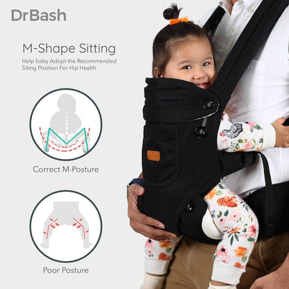 Baby Carrier Newborn to Toddler - Ergonomic, Cozy and Lightweight Infant Carrier, Effortless & Ideal for Hands-Free Parenting, Enhanced Lumbar Support (Black)