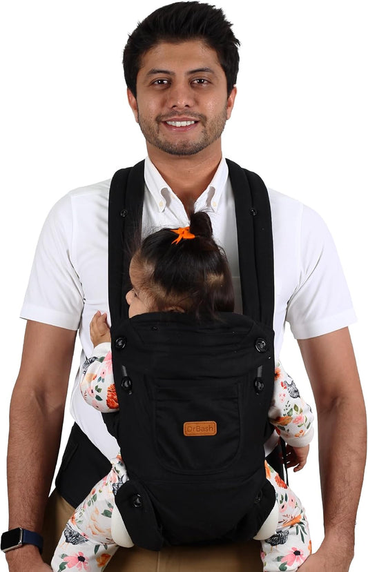 Baby Carrier Newborn to Toddler - Ergonomic, Cozy and Lightweight Infant Carrier, Effortless & Ideal for Hands-Free Parenting, Enhanced Lumbar Support (Black)