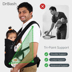 Baby Carrier Newborn to Toddler - Ergonomic, Cozy and Lightweight Infant Carrier, Effortless & Ideal for Hands-Free Parenting, Enhanced Lumbar Support (Black)