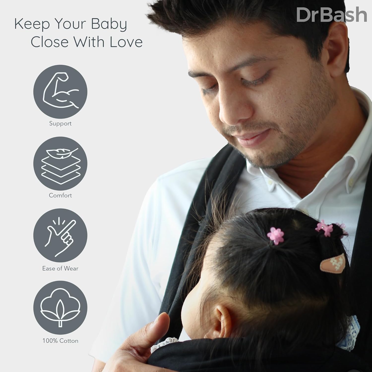 Baby Carrier Newborn to Toddler - Ergonomic, Cozy and Lightweight Infant Carrier, Effortless & Ideal for Hands-Free Parenting, Enhanced Lumbar Support (Black)