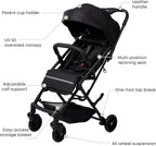 DrBash Compact Fold Baby Stroller, Lightweight Travel Toddler Stroller with One-Hand Fold, UPF50+ Extendable Canopy, Reclining Seat, Cup Holder, Easy Carry Design