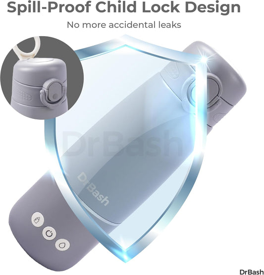 DrBash Portable Milk Warmer- Dual Heating Modes Milk & Water, Portable Bottle Warmer with Fast Heating,Leak-proof,Adjustable Temperature Display,Auto shutoff,Ideal for Travel & Night Feeding