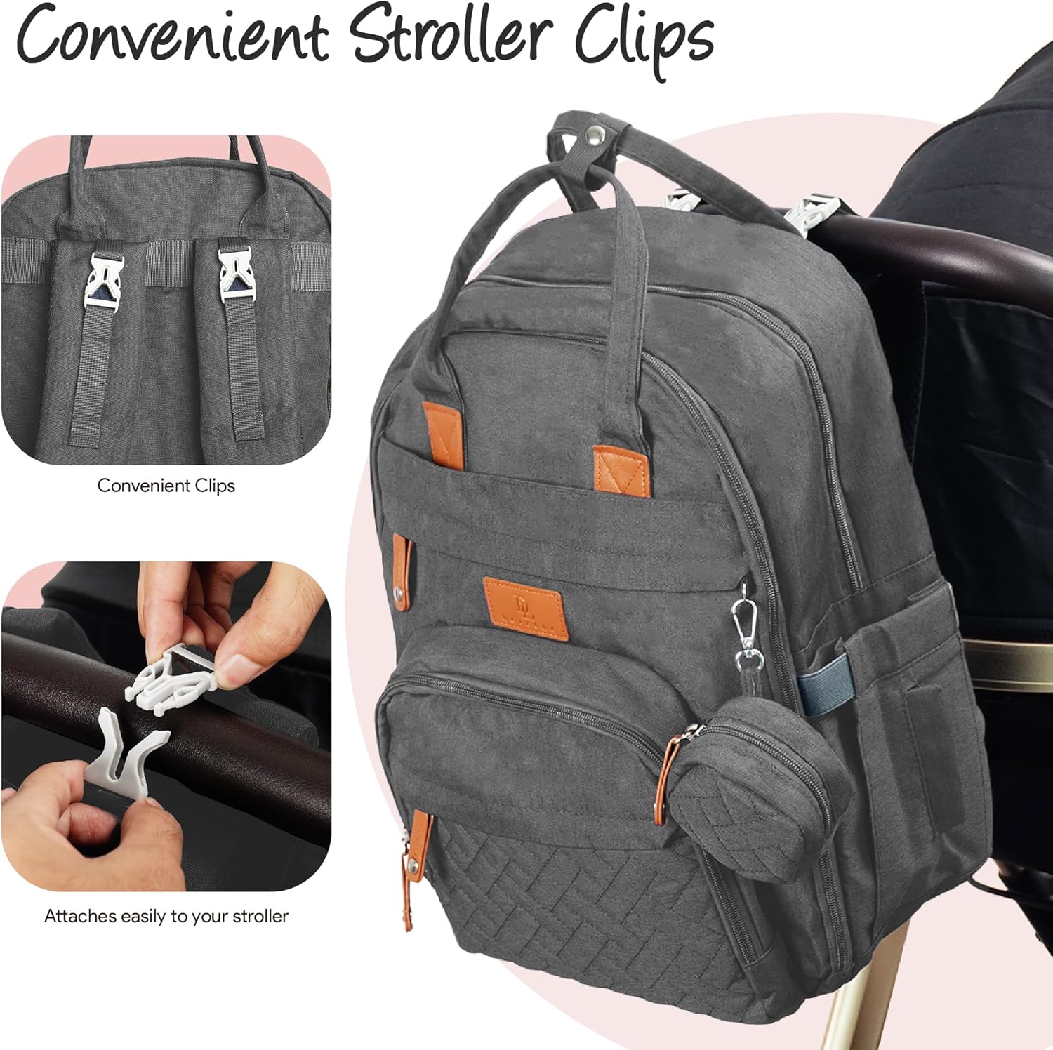 Diaper Bag Backpack –Large Multifunction Travel Baby Bag- ChangingPad,StrollerStraps for Moms & Dads –Newborn Essentials