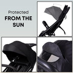 DrBash Compact Fold Baby Stroller, Lightweight Travel Toddler Stroller with One-Hand Fold, UPF50+ Extendable Canopy, Reclining Seat, Cup Holder, Easy Carry Design