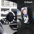 DrBash Baby Car Mirror for Back Seat - 100% Shatterproof, 360° Baby Rotation, New Born Baby Essentials, Rear Facing, Universal & Shake-Proof