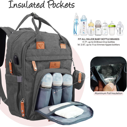 Diaper Bag Backpack –Large Multifunction Travel Baby Bag- ChangingPad,StrollerStraps for Moms & Dads –Newborn Essentials