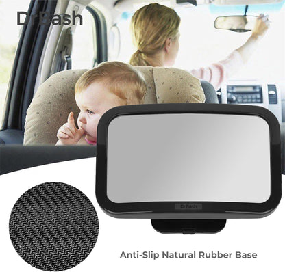 DrBash Baby Car Mirror for Back Seat - 100% Shatterproof, 360° Baby Rotation, New Born Baby Essentials, Rear Facing, Universal & Shake-Proof
