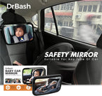 DrBash Baby Car Mirror for Back Seat - 100% Shatterproof, 360° Baby Rotation, New Born Baby Essentials, Rear Facing, Universal & Shake-Proof
