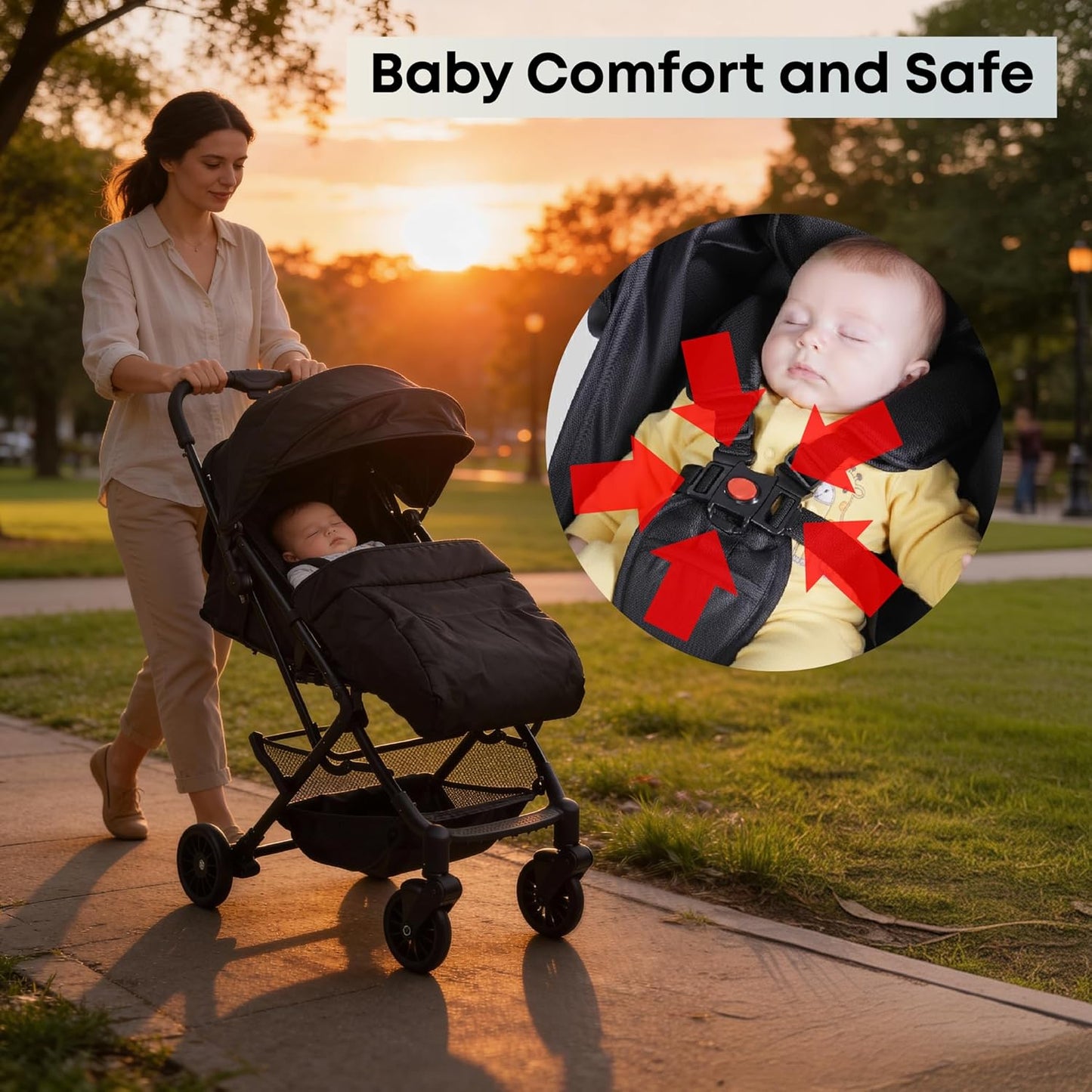 DrBash Compact Fold Baby Stroller, Lightweight Travel Toddler Stroller with One-Hand Fold, UPF50+ Extendable Canopy, Reclining Seat, Cup Holder, Easy Carry Design