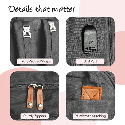 Diaper Bag Backpack –Large Multifunction Travel Baby Bag- ChangingPad,StrollerStraps for Moms & Dads –Newborn Essentials